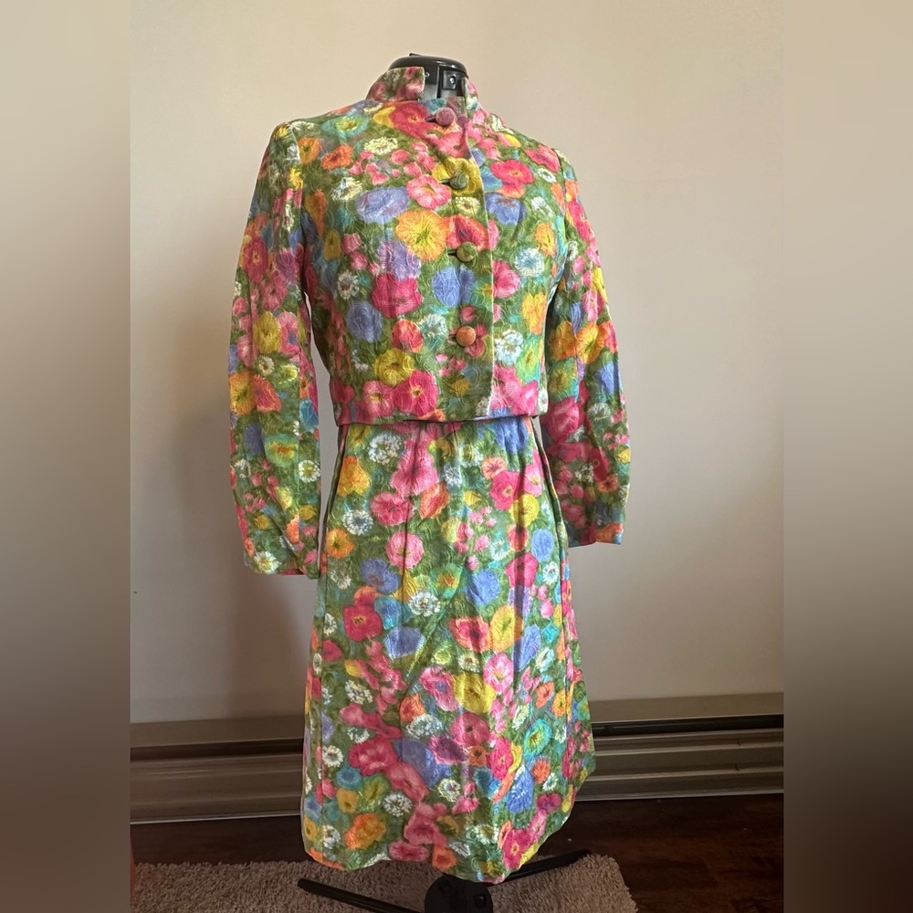 Vintage 1970s Floral Dress and Jacket